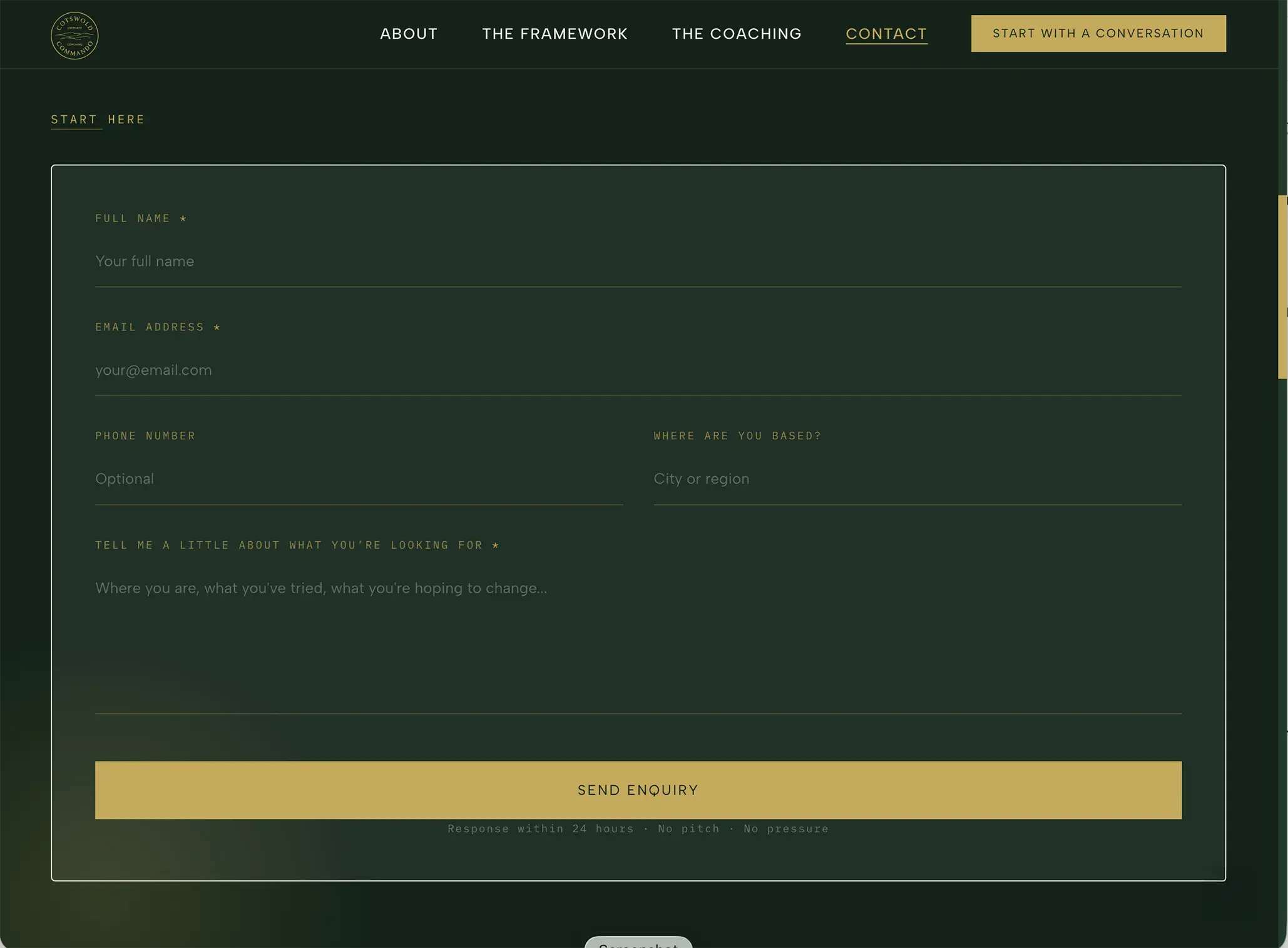 The Cotswold Commando contact page