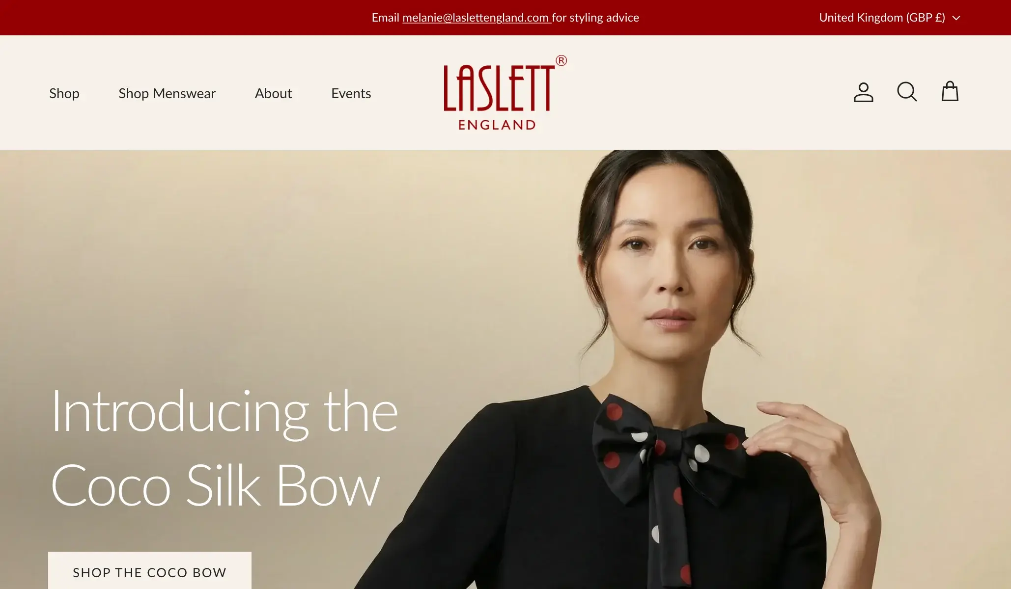 The new Laslett England homepage on desktop