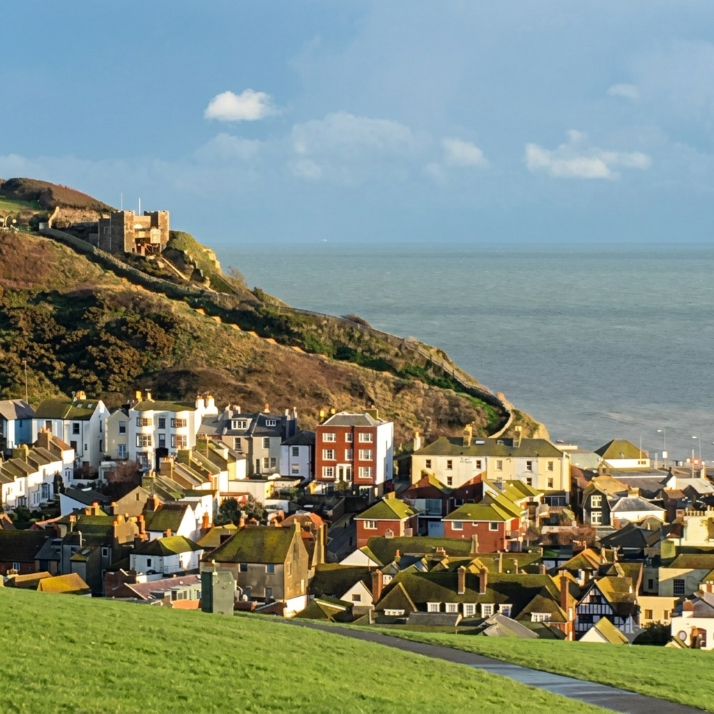 Hastings seen from West Hill, the studio’s home town on the East Sussex coast