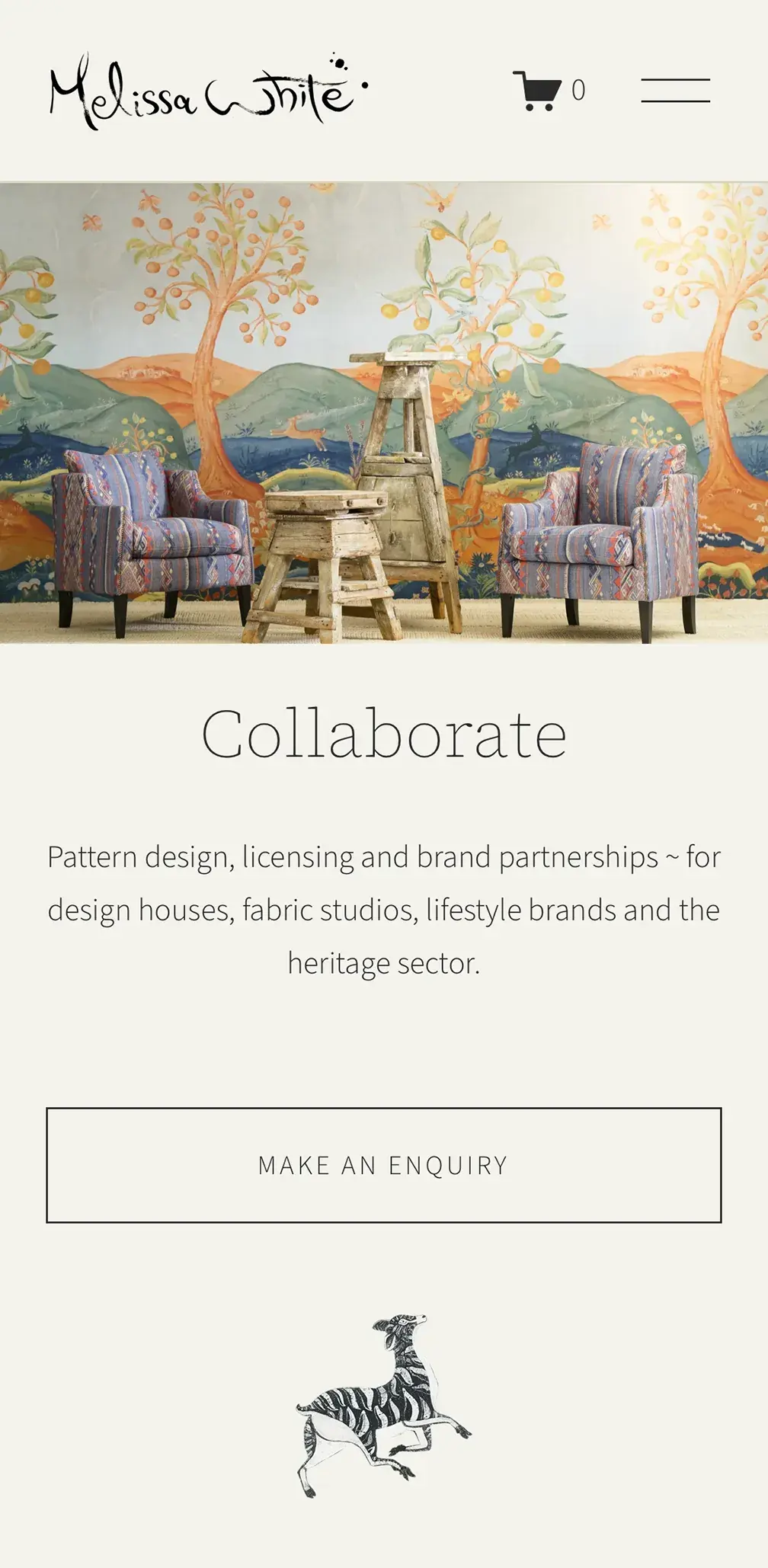 The Melissa White collaborate page on mobile